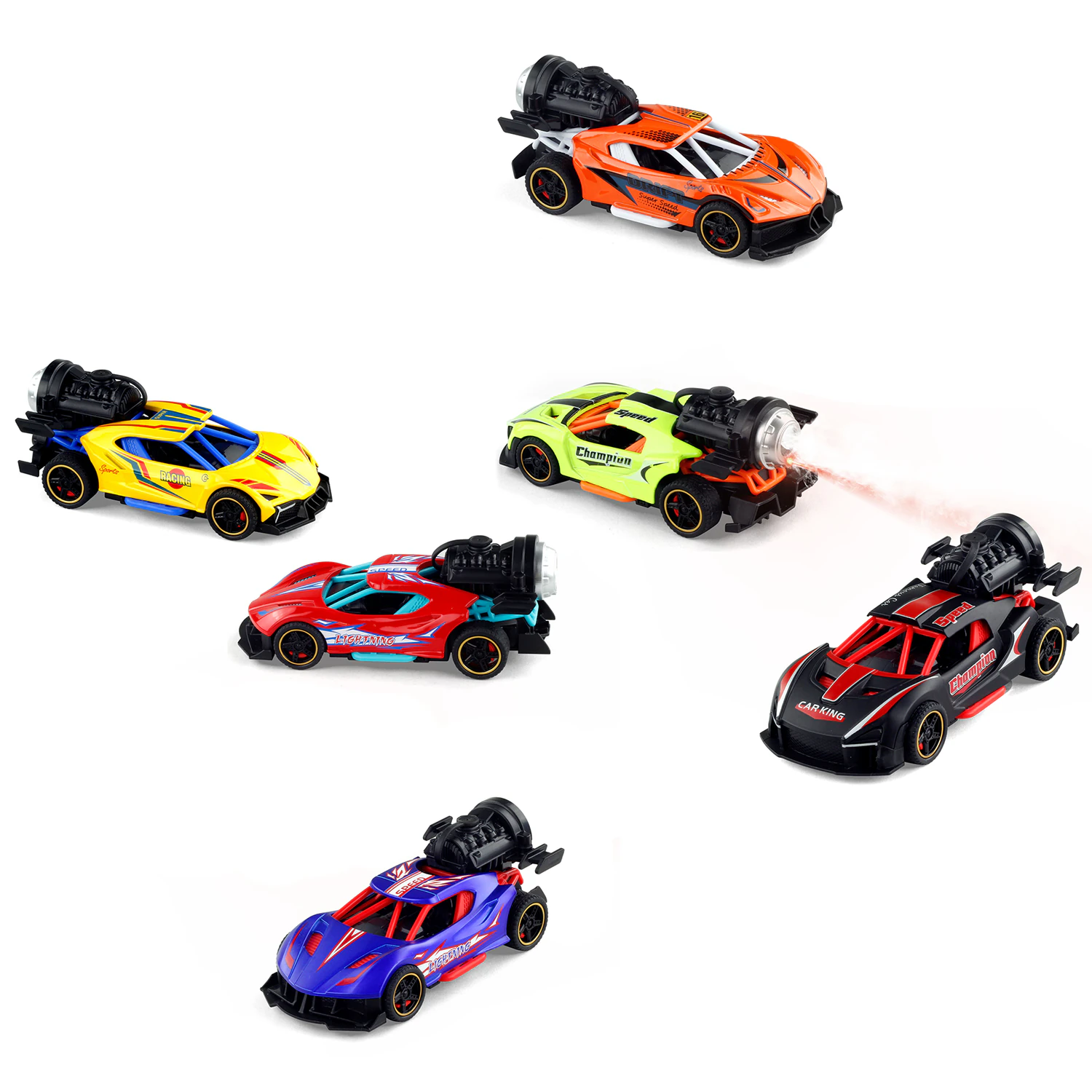 Машинка металлическая, инерционная, СВЕТ, ЗВУК, ПАР, 14 см, АССОРТИ, FUNKY TOYS — фото 1