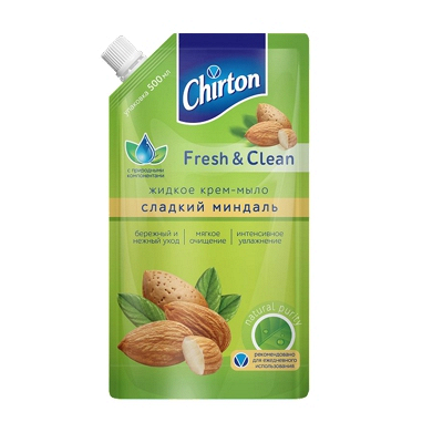 Крем-мыло жидкое 500мл перламутровое МИНДАЛЬ CHIRTON Doy-Pack GD