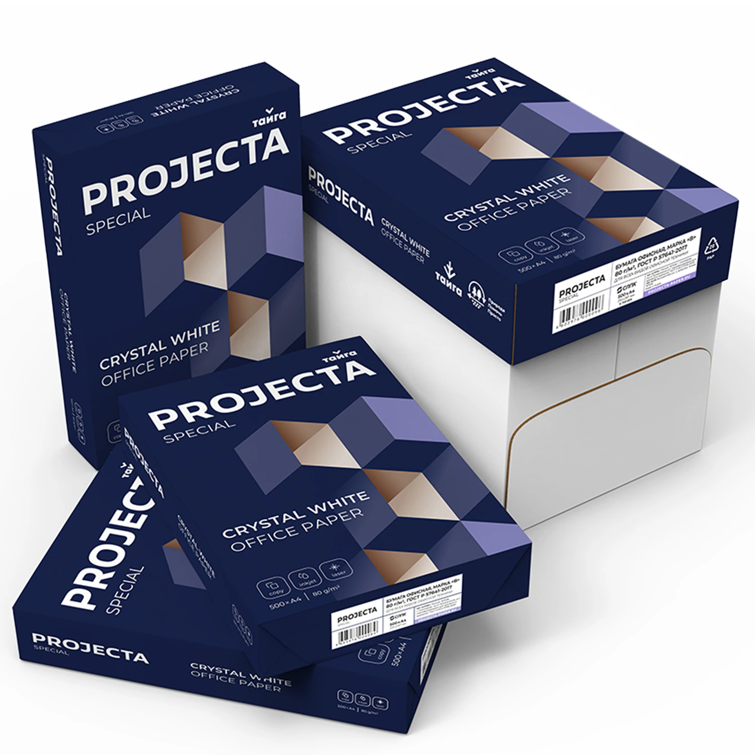 Бумага офисная А4, 80 г/м2, 500 л., марка В, PROJECTA SPECIAL, Россия, 153% (CIE) — фото 3