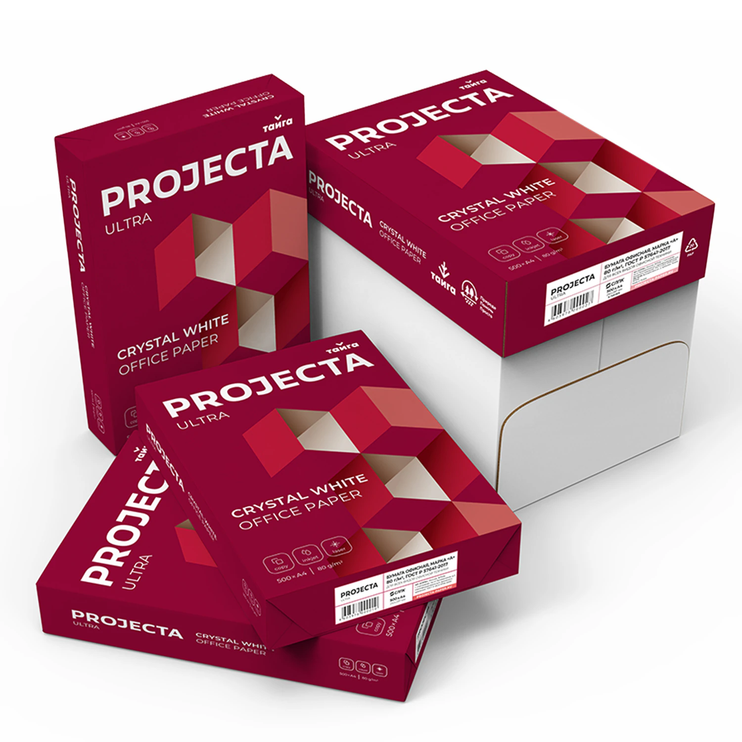 Бумага офисная А4, 80 г/м2, 500 л., марка А, PROJECTA ULTRA, Россия, 162% (CIE) — фото 3
