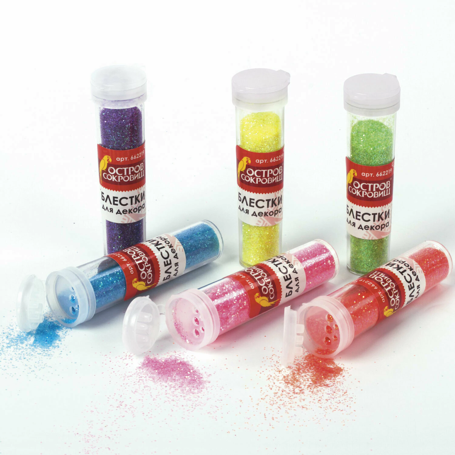 Блестки (глиттер) для декора, поделок, DIY, творчества, оформления, ОСТРОВ СОКРОВИЩ, НЕОН, 7 грамм, ассорти, в дисплее, 662219 — фото 6